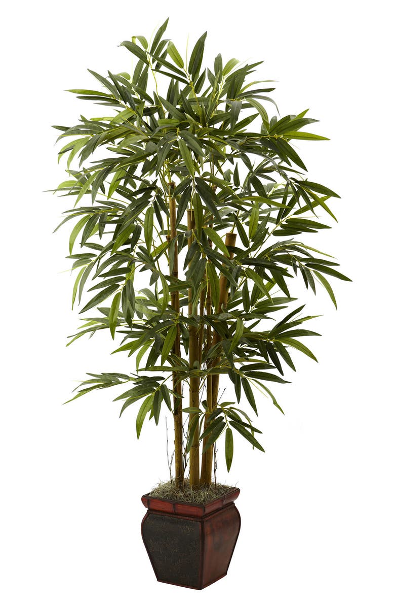 NEARLY NATURAL Decorative Planter 5'5" Faux Bamboo Plant, Main, color,