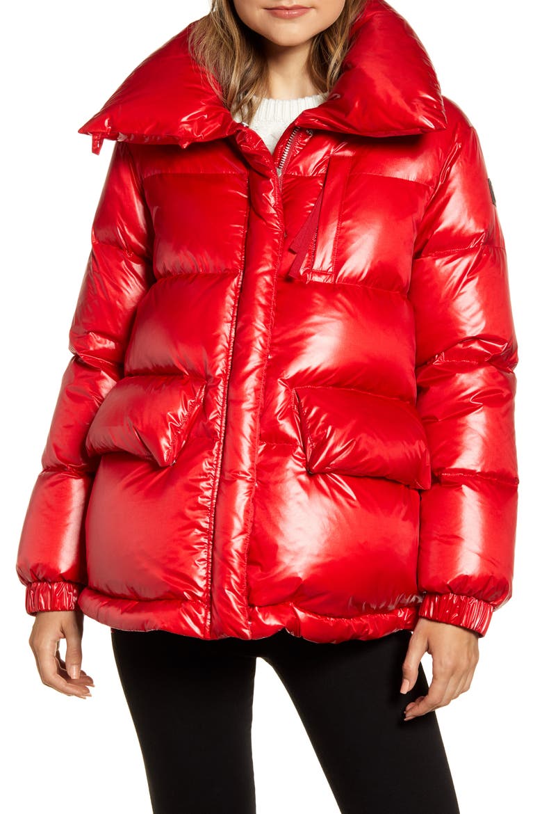 Alquippa Water Repellent Puffy Down Coat, Alternate, color, MARINE SCARLET