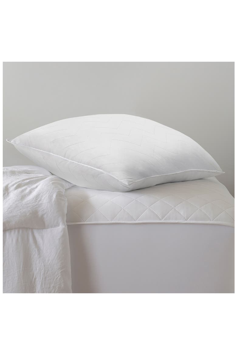 Set of 2 Cotton Quilted Chevron Pillows, Alternate, color, WHITE
