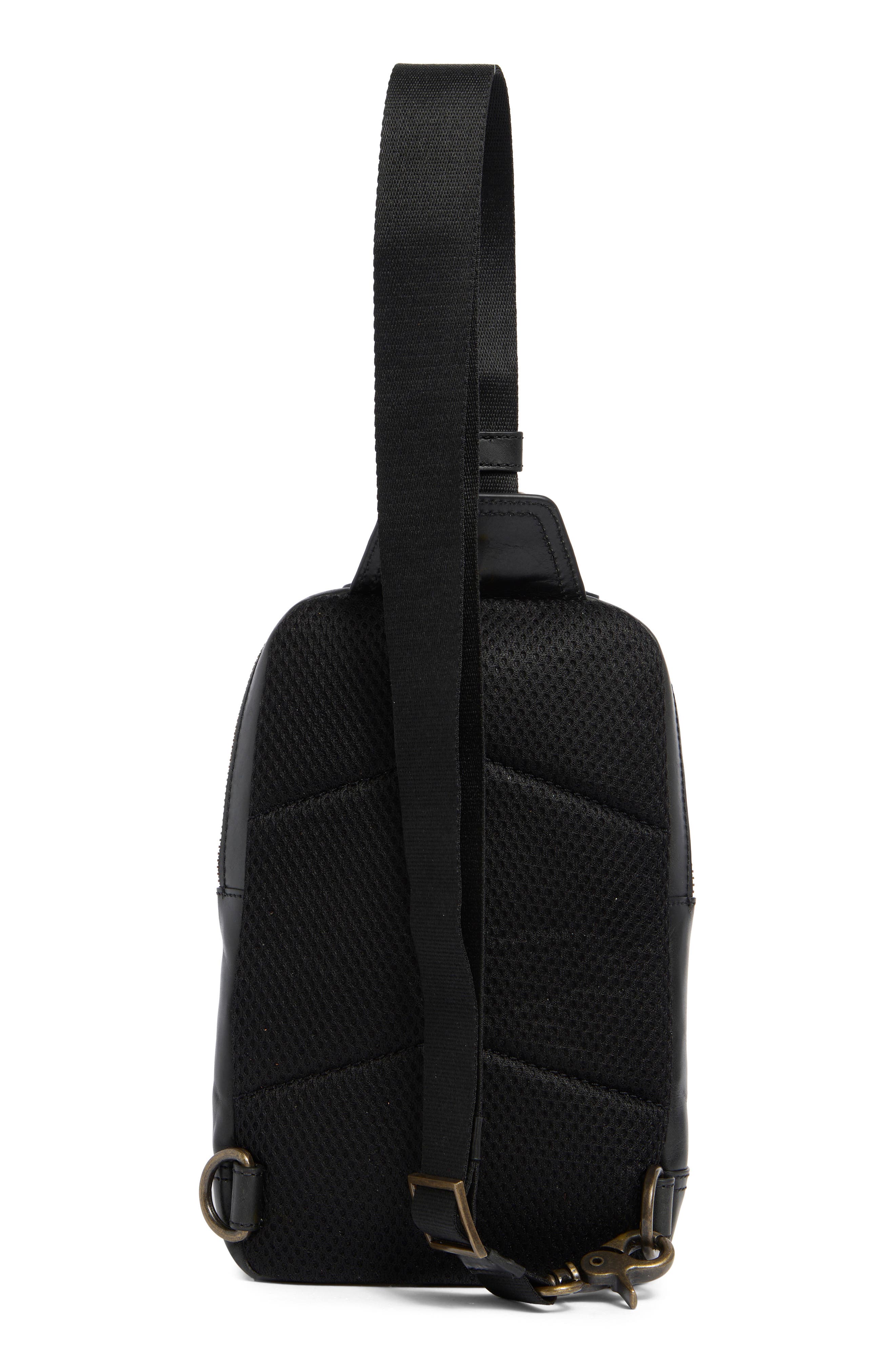 Johnston & Murphy Hunter Glazed Sling Bag, Alternate, color, Black
