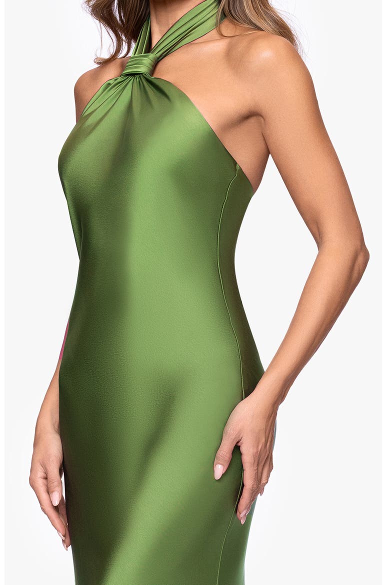 Satin Halter Dress, Alternate, color, MOSS