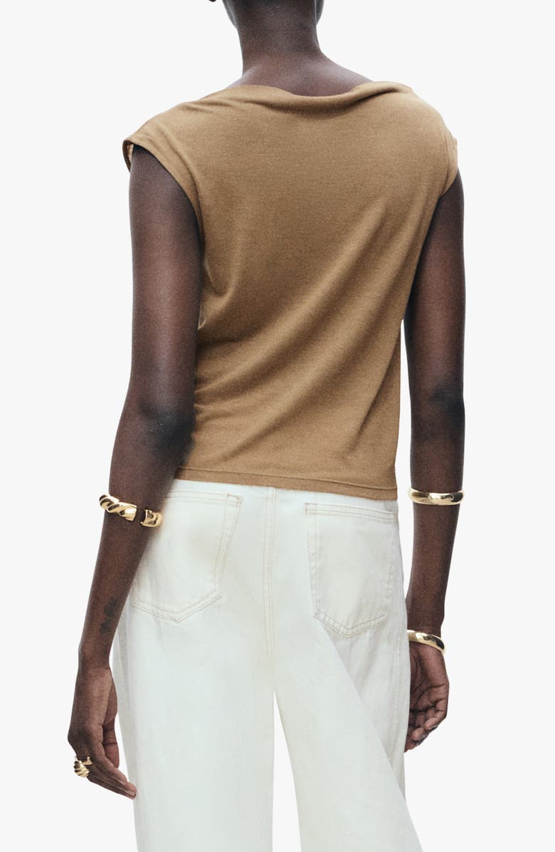 MANGO Drape Neck Top, Alternate, color, Khaki