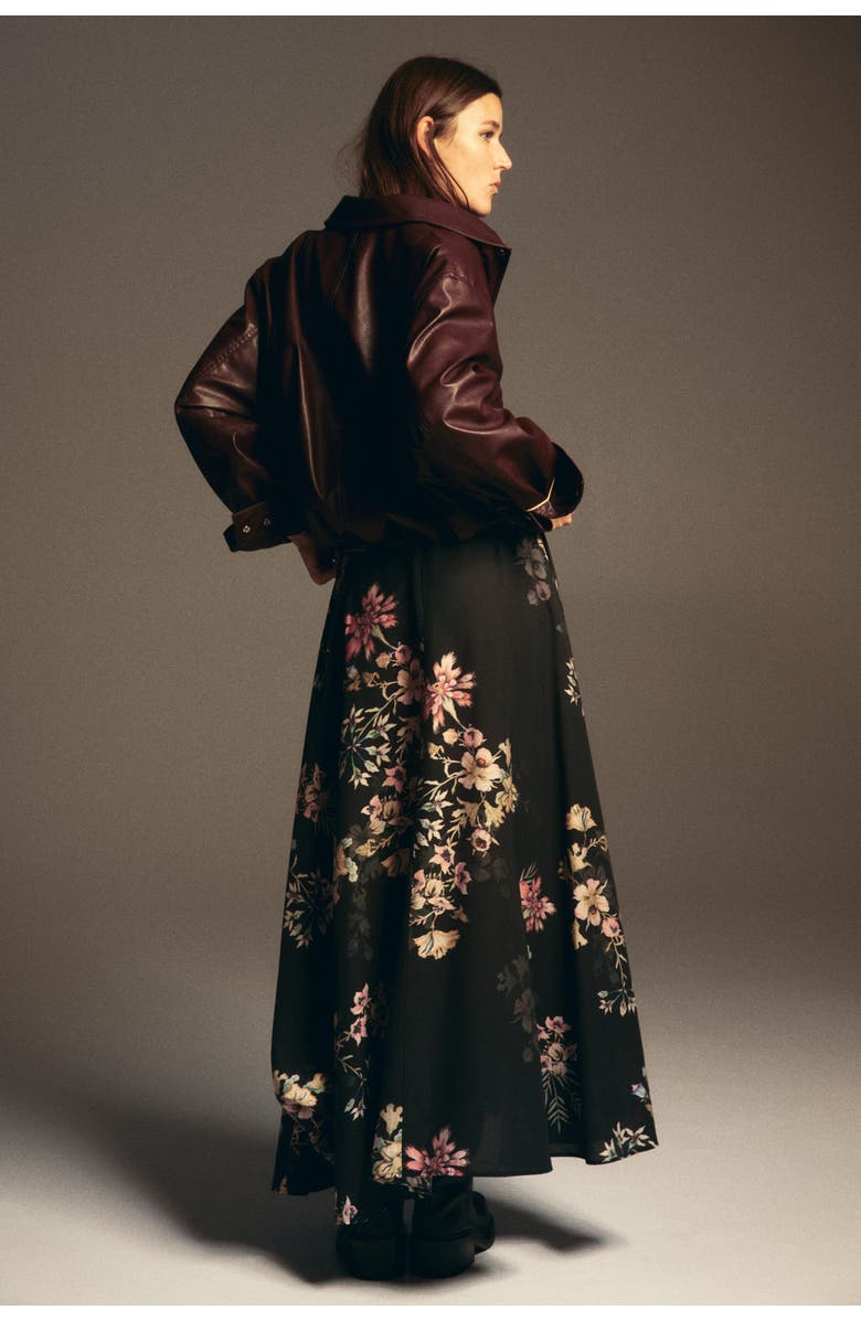 H&M Loose-fit Maxi Skirt, Alternate, color, Black/Floral