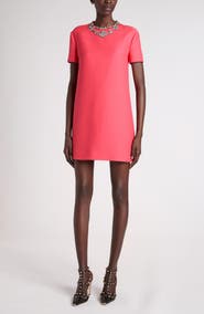 Valentino Garavani Rhinestone Embellished Wool & Silk Crepe Couture Minidress