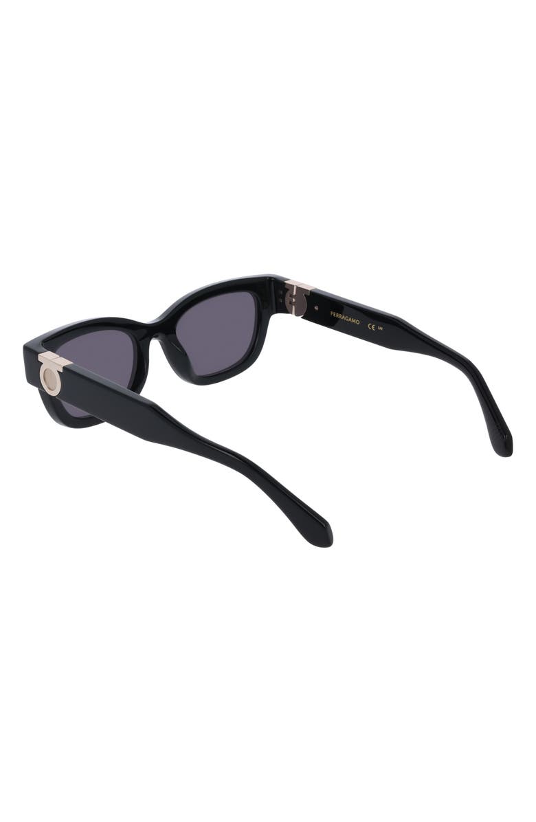 FERRAGAMO 52mm Modified Rectangular Sunglasses, Alternate, color, Black
