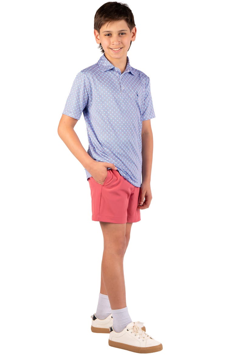 Kids' Geometric Floral Knit Polo, Alternate, color, BLUE