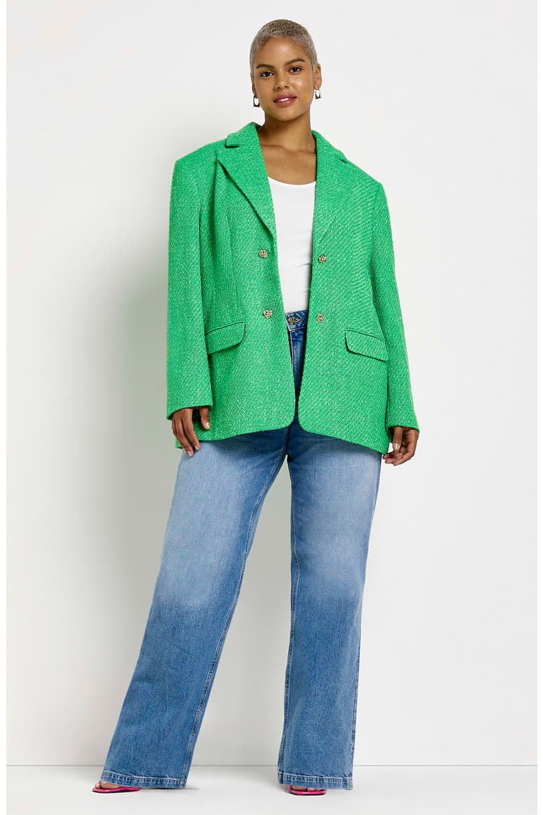 Fitted Bouclé Blazer, Alternate, color, GREEN