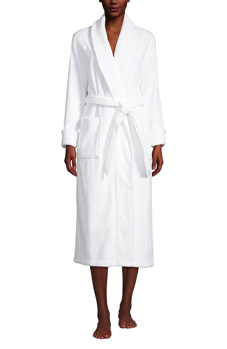 Lands' End Cotton Terry Long Spa Bath Robe, Main, color, 