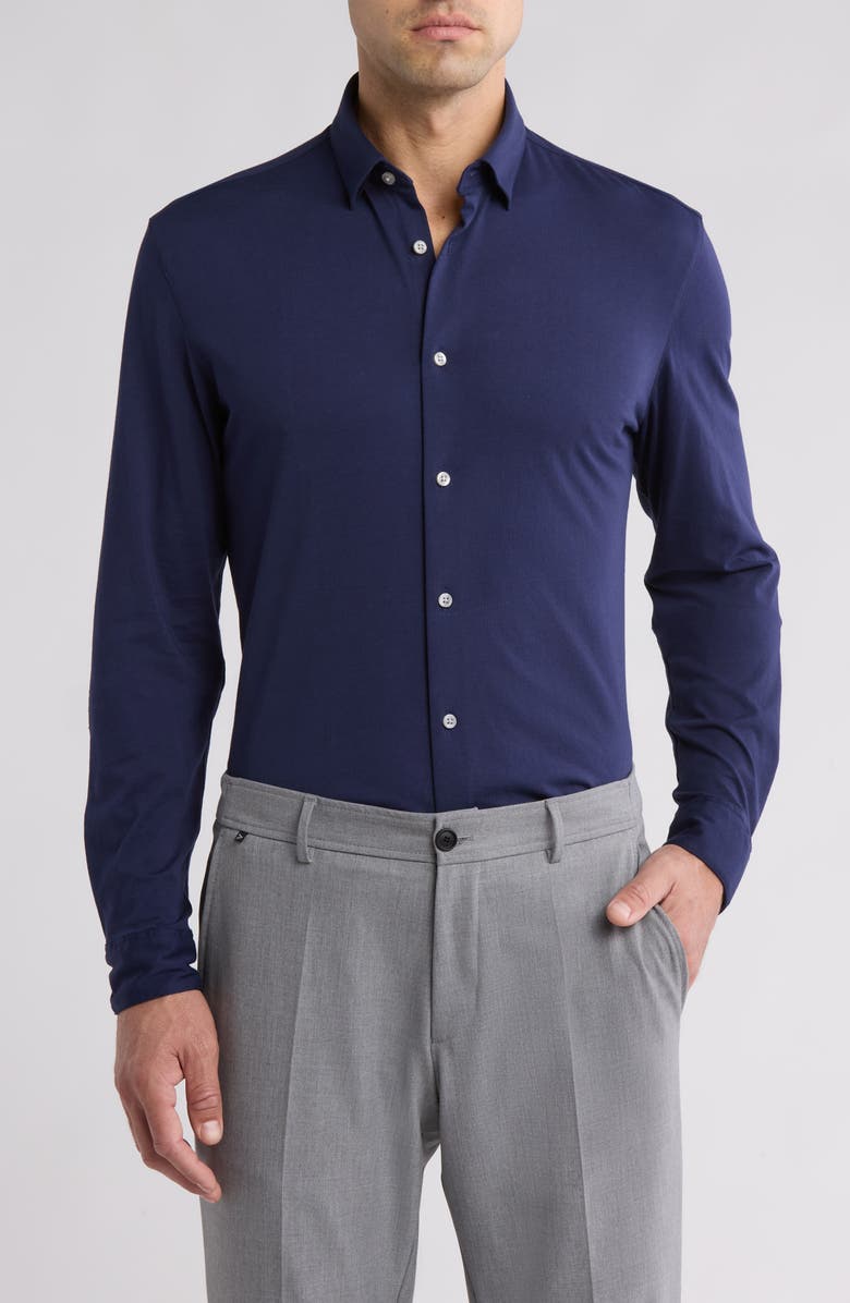 Calvin Klein Slim Fit Stretch Cotton Knit Dress Shirt, Main, color,