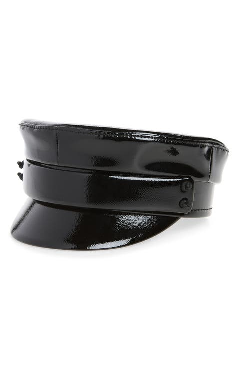 Belted Patent Baker Boy Cap
