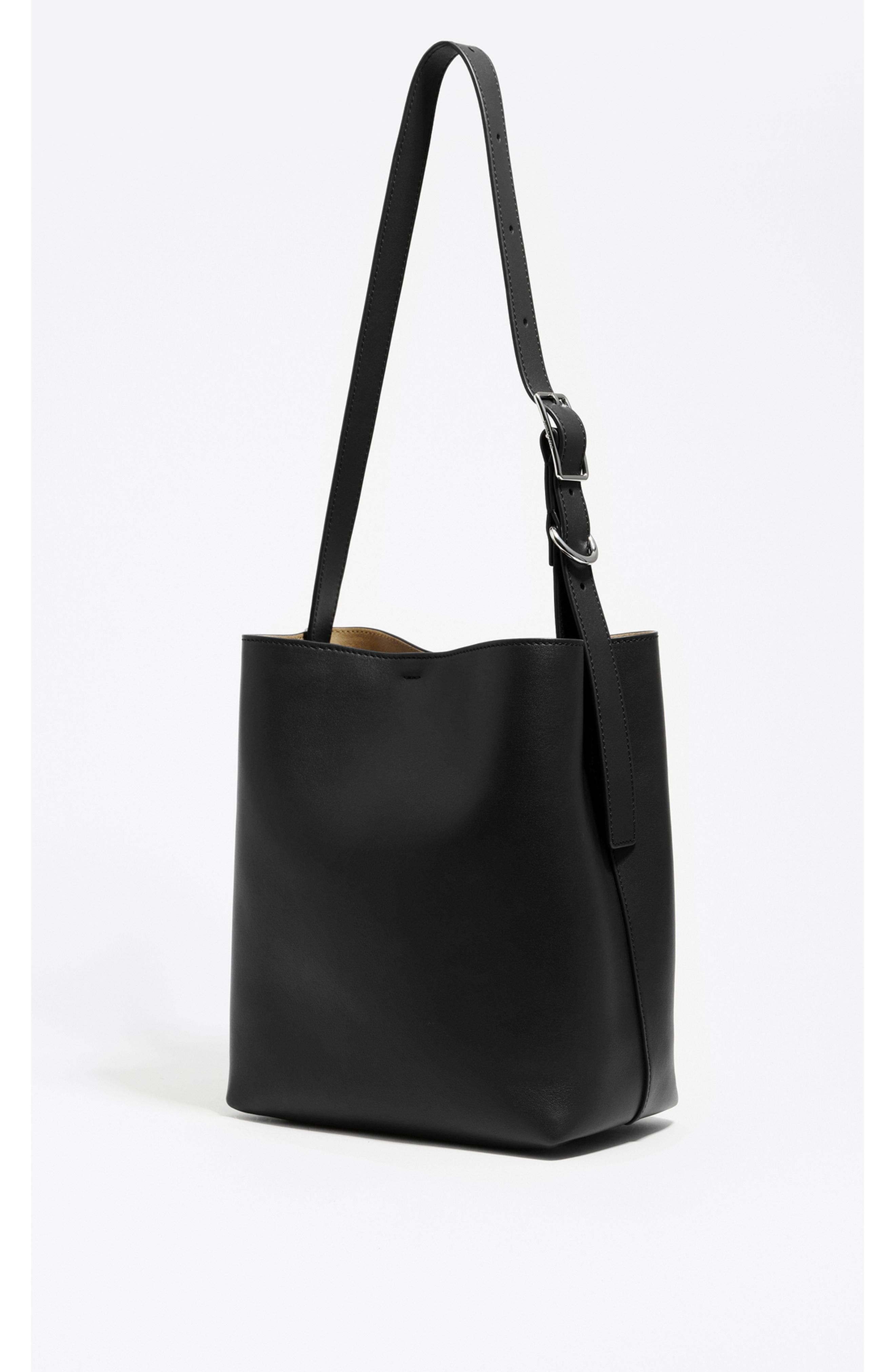 Bimba y Lola Medium Leather Carlino Bag, Alternate, color, Black