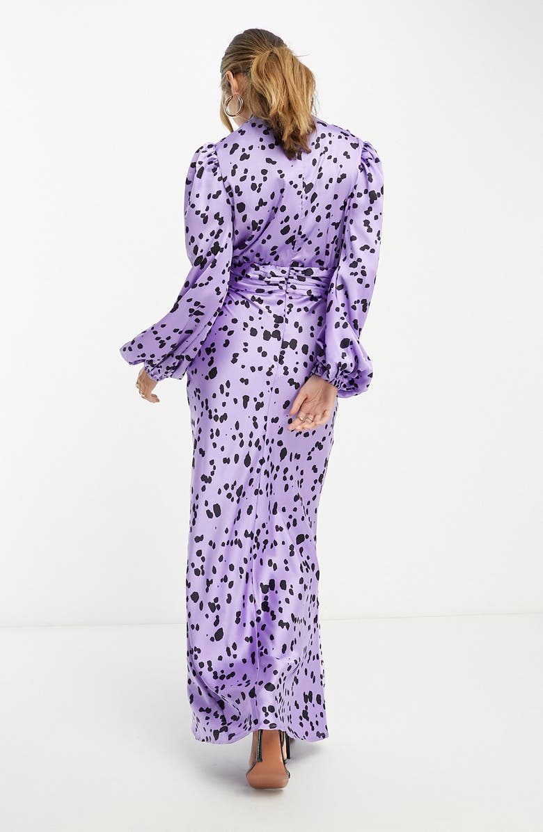 ASOS DESIGN Cowl Neck Long Sleeve Satin Maxi Dress, Alternate, color, 