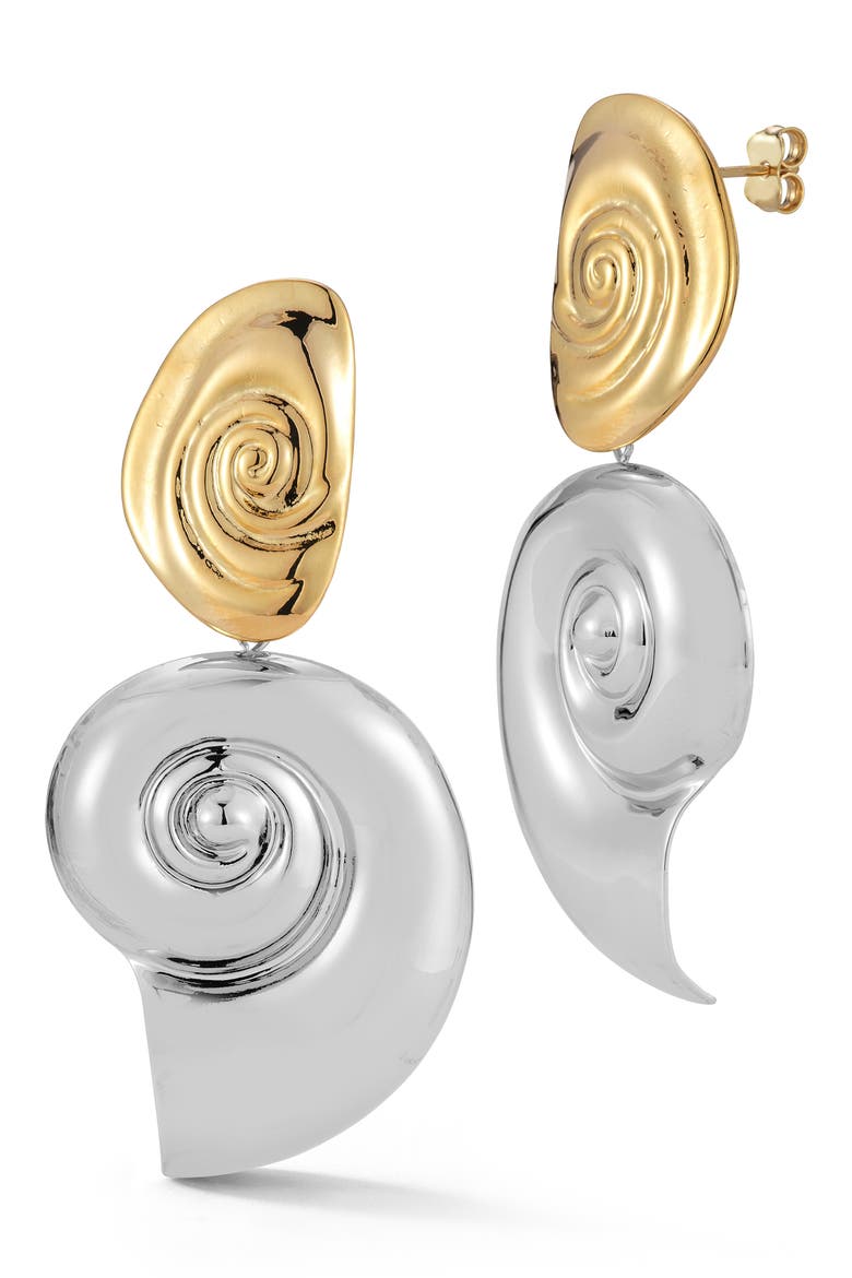 Two-Tone Shell Drop Earrings, Main, color, SILVER/MULTI