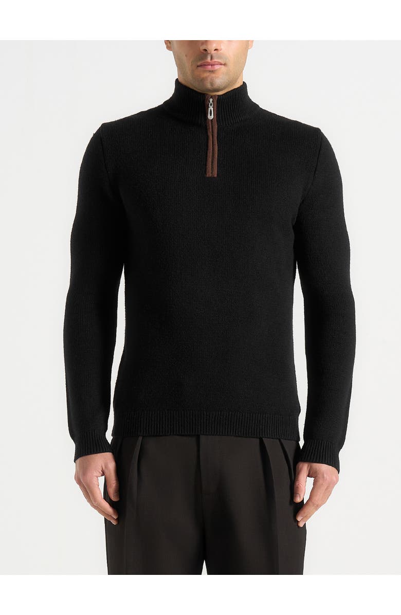 Manière De Voir Torin Quarter Zip Knit Jumper, Alternate, color, Black