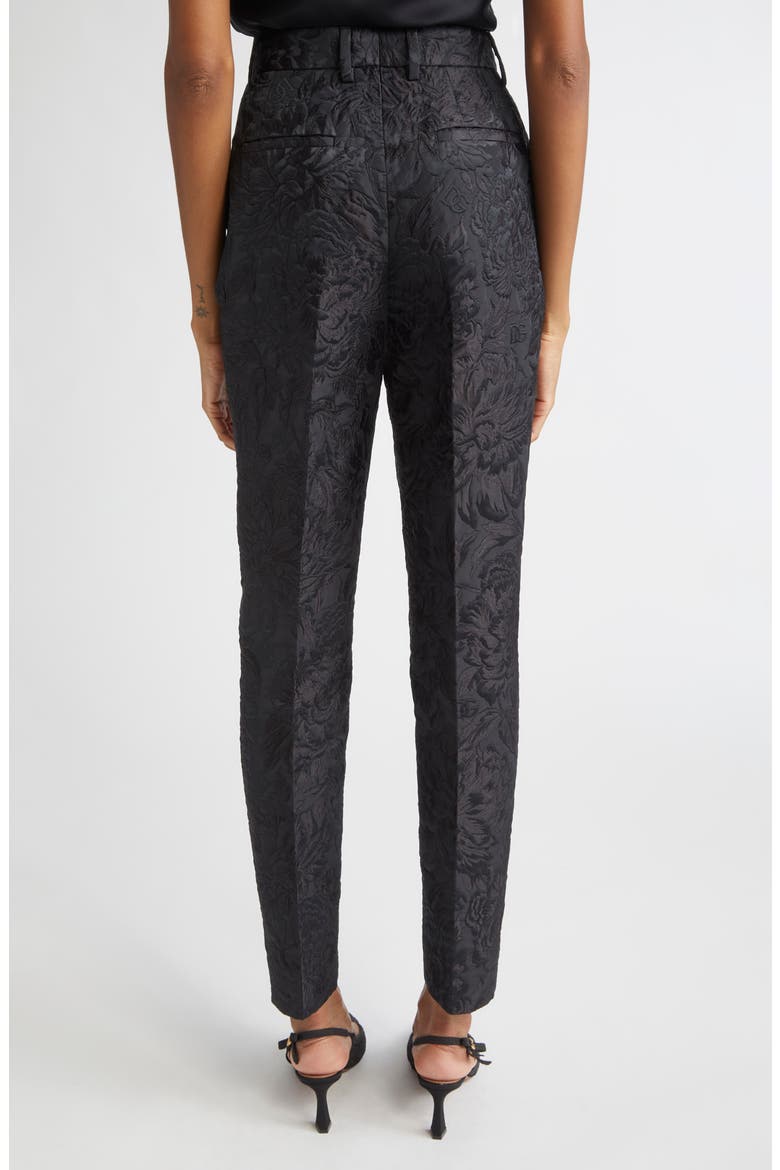 Floral Brocade Cigarette Pants, Alternate, color, N0000 NERO