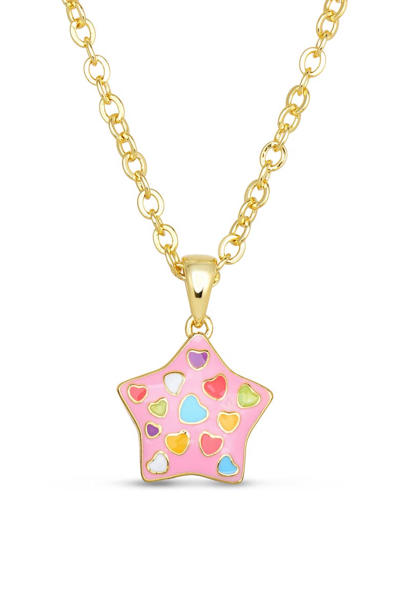 Kids' Puff Star Enamel Pendant Necklace, Main, color, PINK