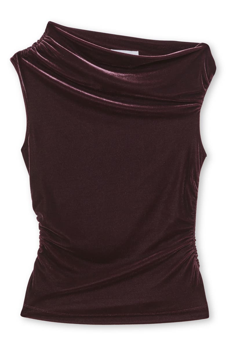 Reiss Demi Velvet Asymmetric Neck Top, Alternate, color, Plum Purple