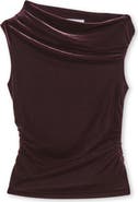 Reiss Demi Velvet Asymmetric Neck Top