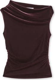 Reiss Demi Velvet Asymmetric Neck Top