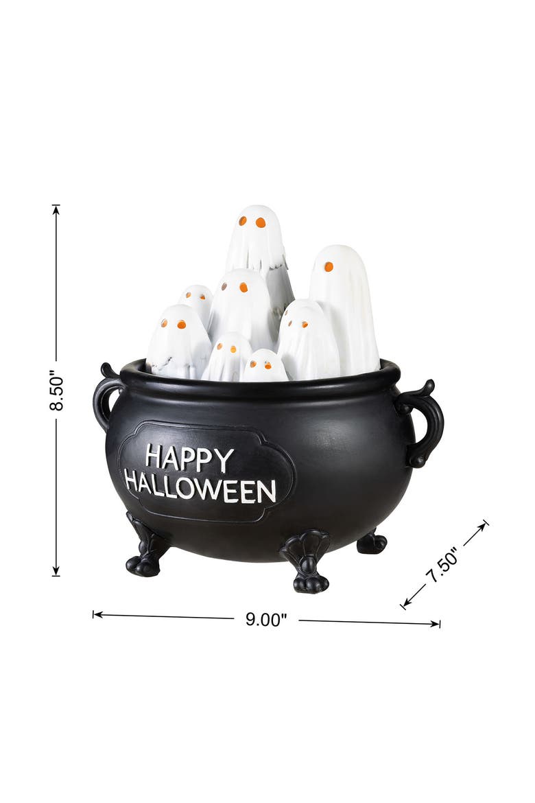 Halloween Lighted Polyresin Ghosts in Cauldron Table Decor with Timer, Alternate, color, White