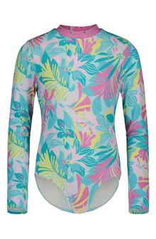 Kids' Des Tropics Long Sleeve One-Piece Rashguard Swimsuit