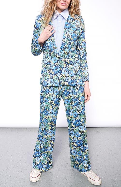 Wildfang The Empower Wide Leg Trouser In Carnations Navy Multi