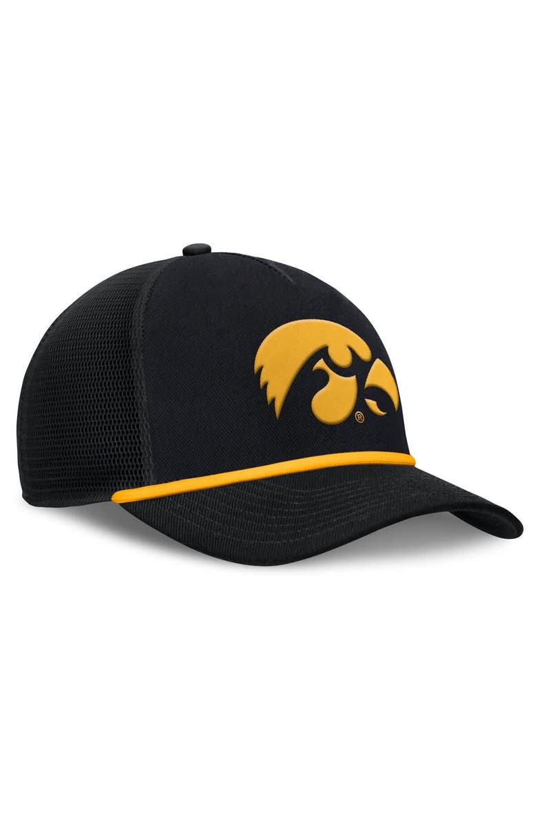 Nike Men's Nike Black Iowa Hawkeyes Rise Primetime Trucker Adjustable Hat, Alternate, color, 