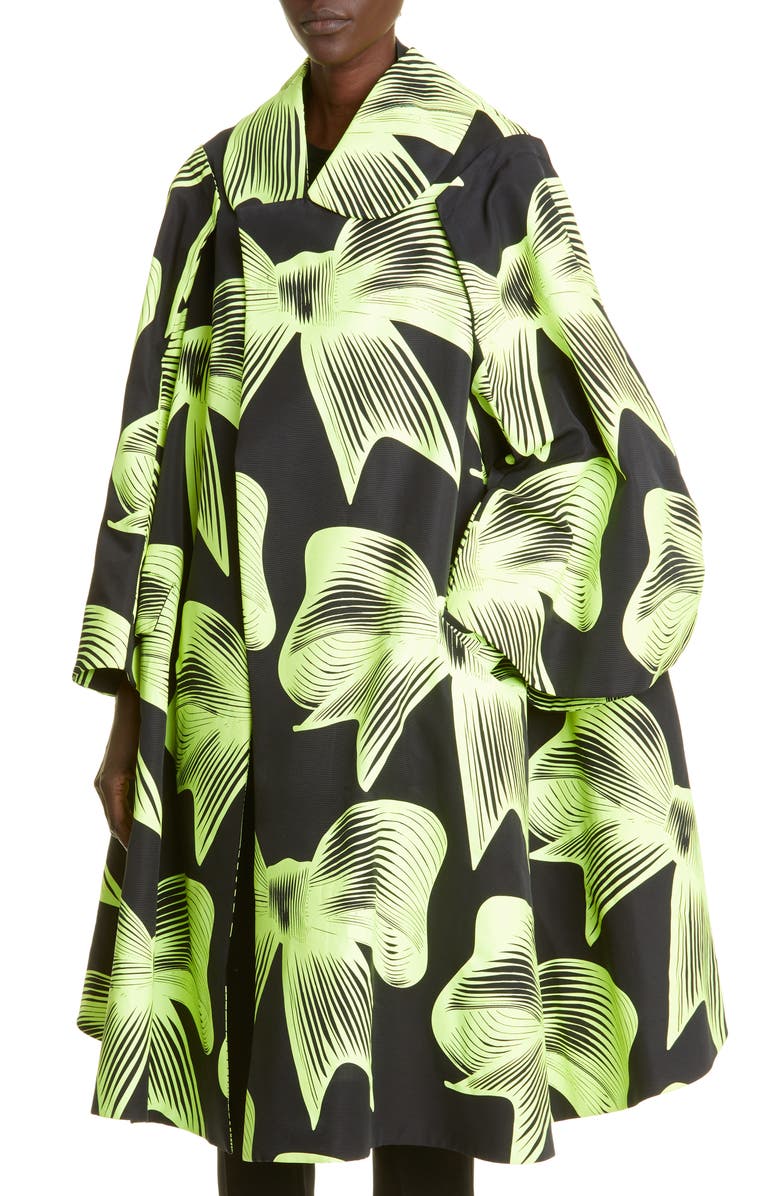 Comme des Garçons Oversize Bow Print Cotton Blend Ottoman Coat, Alternate, color,