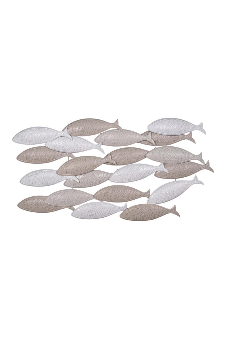 School of Fish Metal Wall Decor, Main, color, BEIGE MULTICOLOR