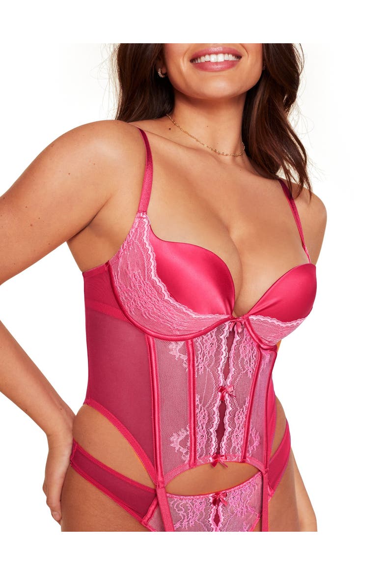 Renea Push Up Plunge Bustier, Alternate, color, Dark pink