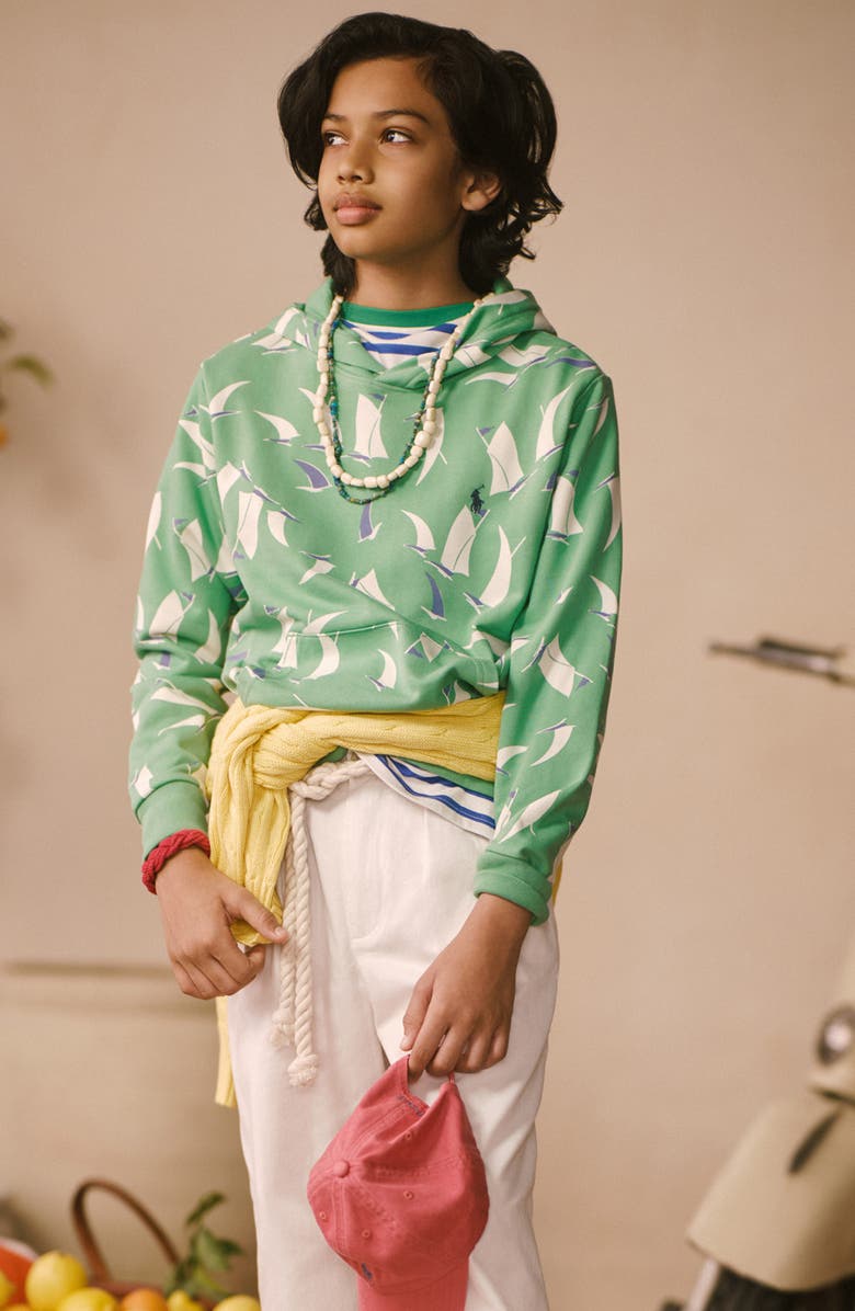 Polo Ralph Lauren Kids' Sailboat Print French Terry Hoodie, Alternate, color, 