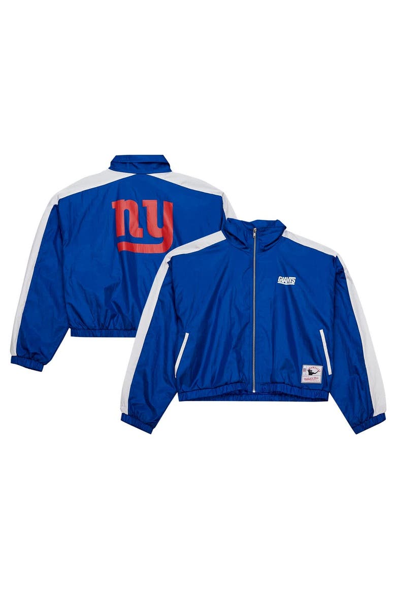 Women's Mitchell & Ness Royal New York Giants Nylon Cropped Full-Zip Jacket, Main, color, Royal