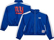 Mitchell & Ness Women's Mitchell & Ness Royal New York Giants Nylon Cropped Full-Zip Jacket