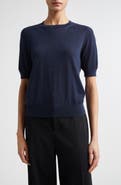 Johnstons of Elgin Honor Short Sleeve Cashmere Crewneck Sweater