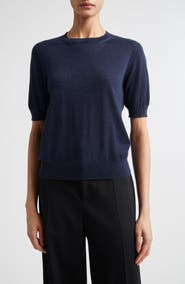 Johnstons of Elgin Honor Short Sleeve Cashmere Crewneck Sweater