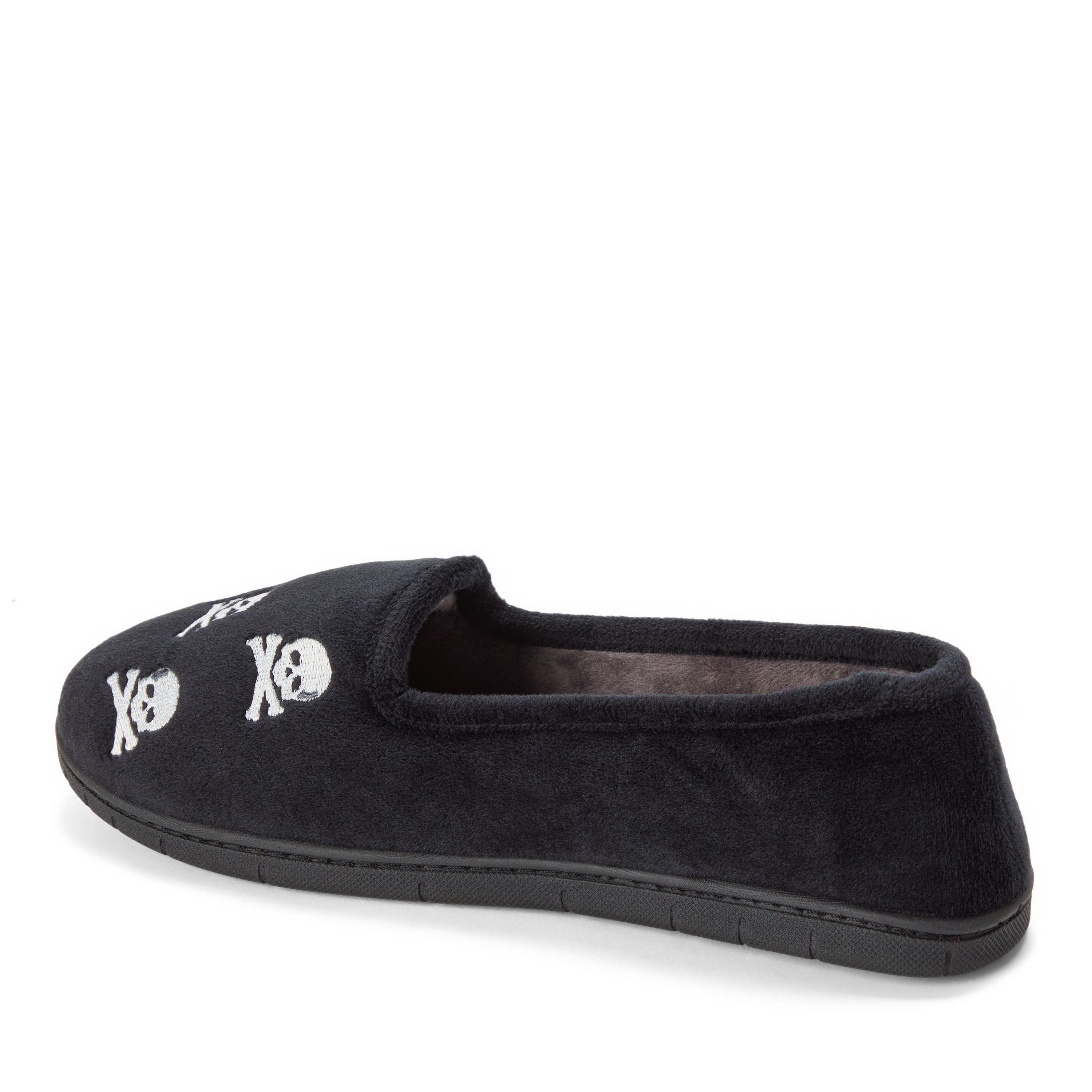 Halloween Velour Closed Back Slippers, Alternate, color, BLACK