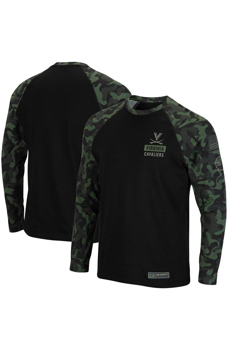 COLOSSEUM Men's Colosseum Black Virginia Cavaliers OHT Military Appreciation Camo Raglan Long Sleeve T-Shirt, Main, color, 