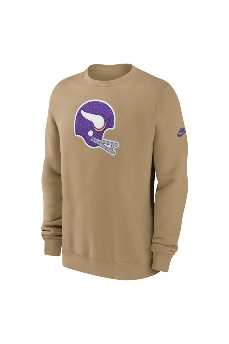 Men's Nike Tan Minnesota Vikings Swing Pass Rewind Club Pullover Sweatshirt, Alternate, color, Tan