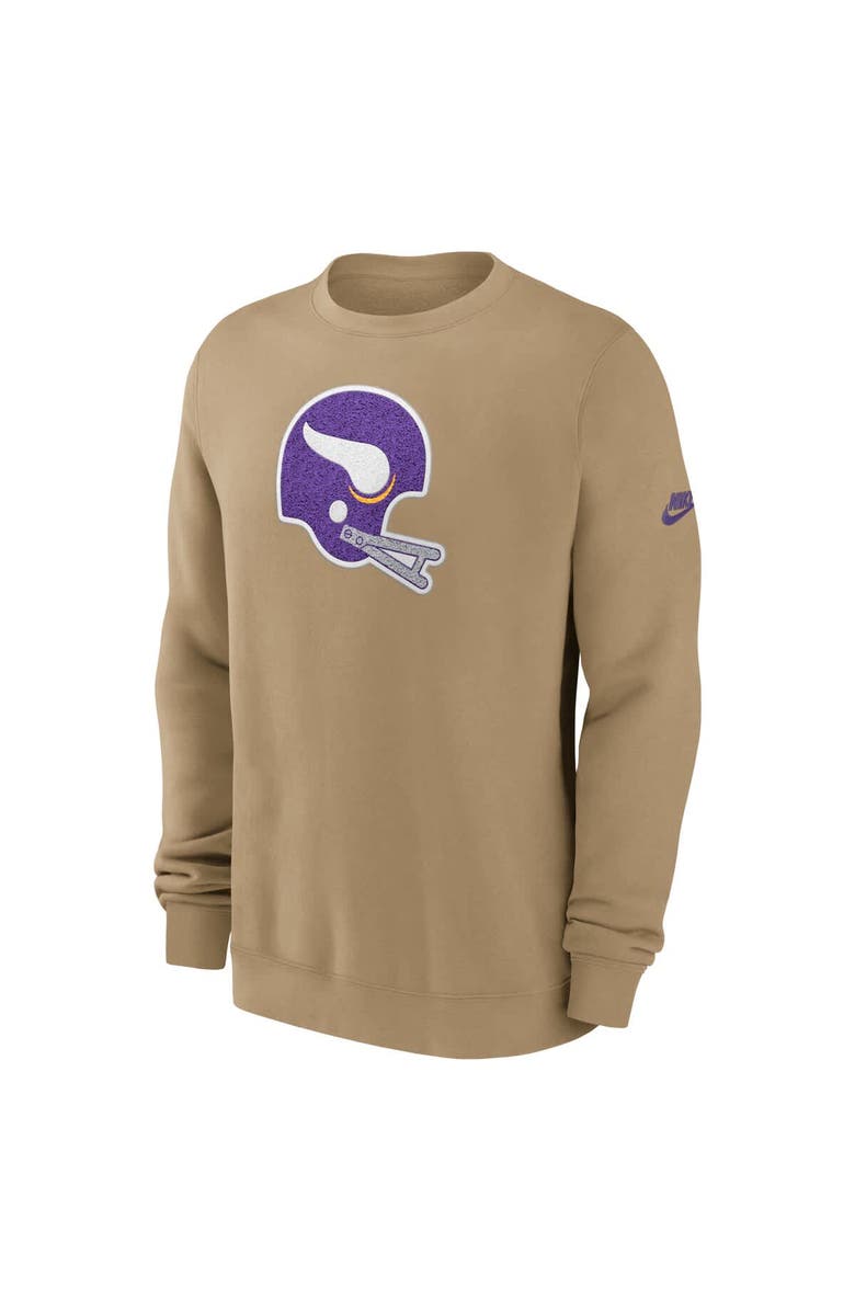 Nike Men's Nike Tan Minnesota Vikings Swing Pass Rewind Club Pullover Sweatshirt, Alternate, color, Tan