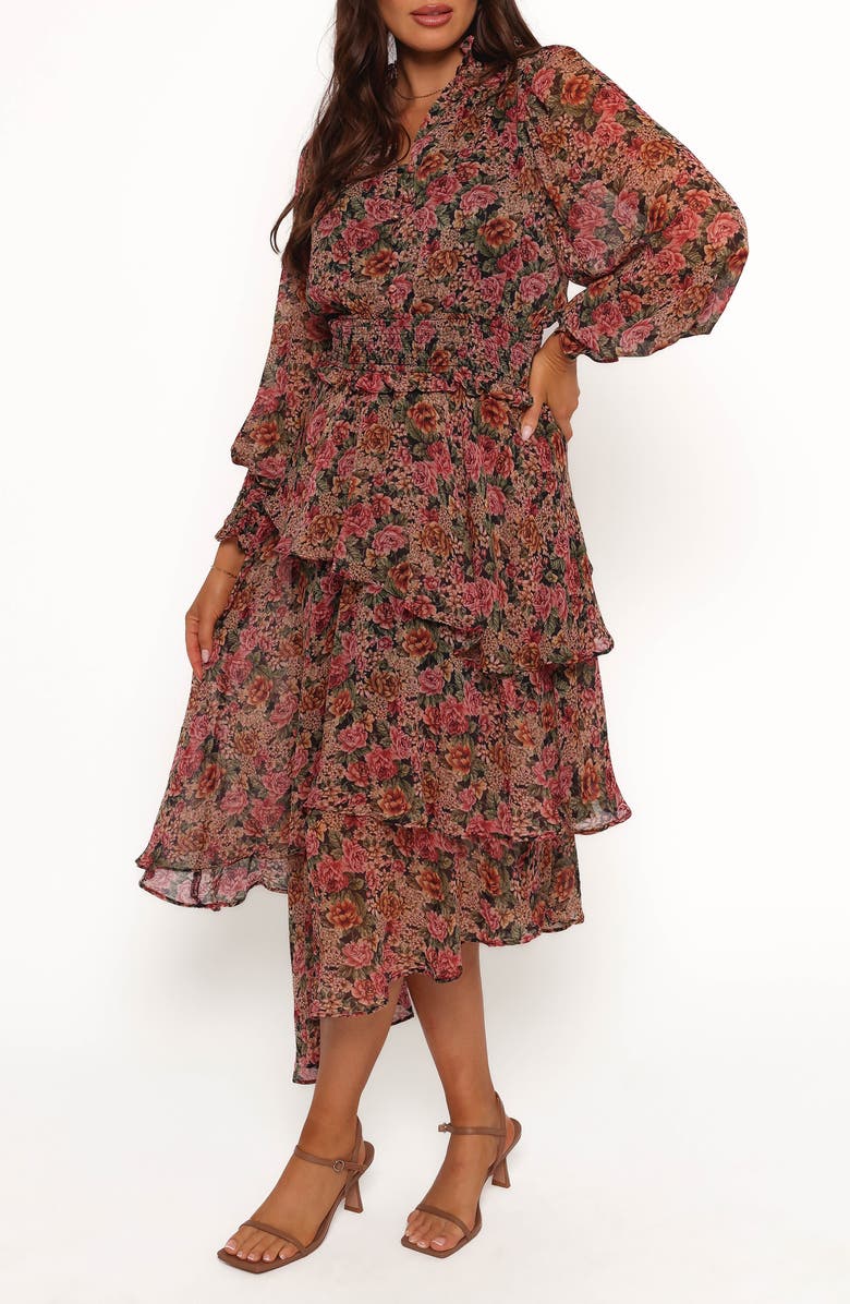 Petal & Pup Tiered Floral Long Sleeve Dress, Alternate, color, Rose