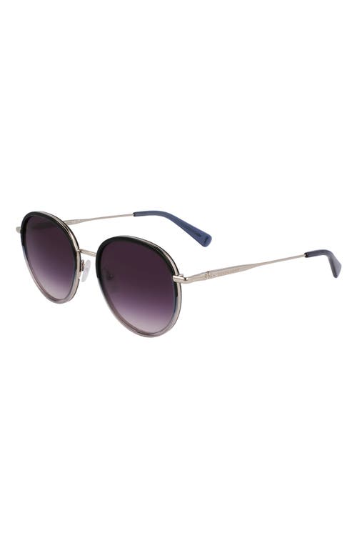 Longchamp Roseau 52mm Gradient Round Sunglasses In Silver/gradient Blue
