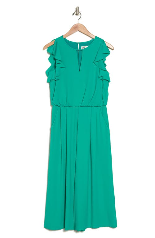 Eliza J Moss Ruffle Sleeve Crepe Jumpsuit In Blue