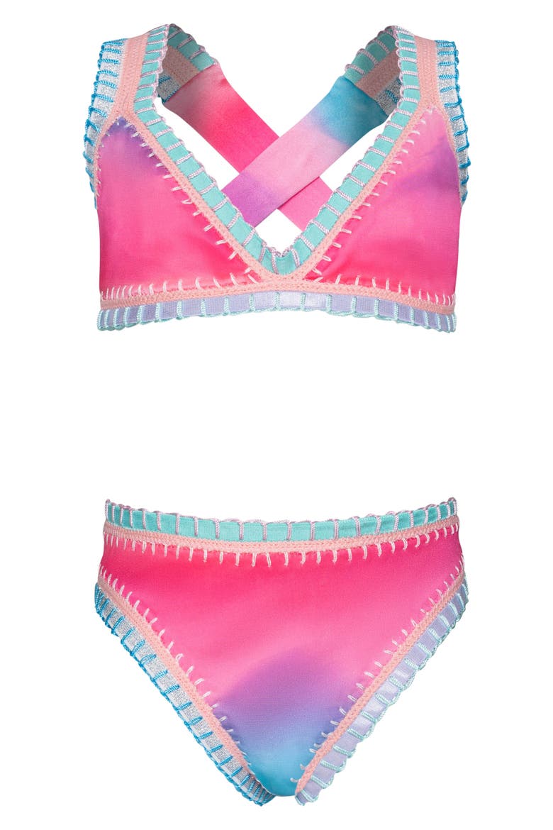 Kids' Rainbow Embroidered Two-Piece Swimsuit, Main, color, DREAM