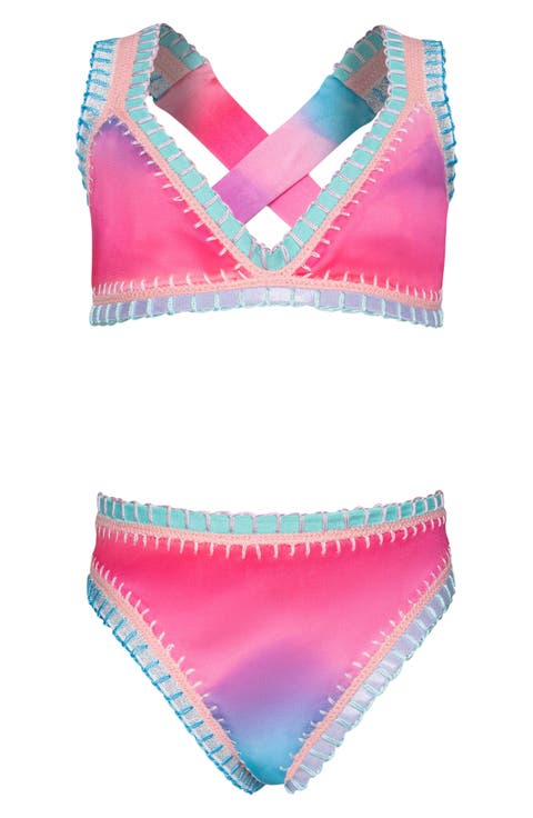 Kids' Rainbow Embroidered Two-Piece Swimsuit (Toddler, Little Kid & Big Kid)