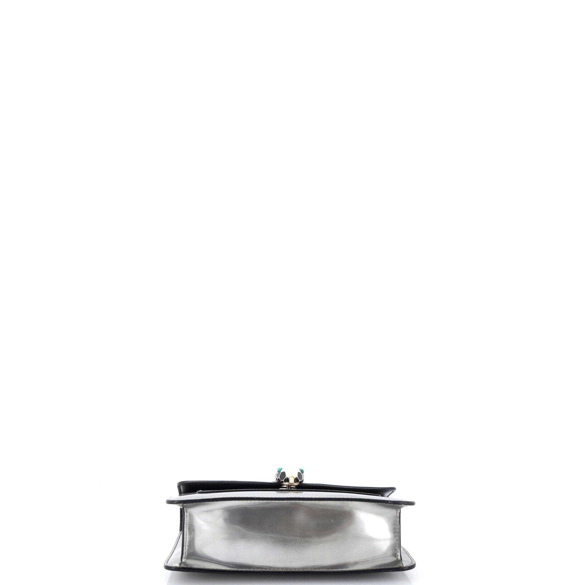 Serpenti Forever Shoulder Bag Metallic Leather Small, Alternate, color, Metallic Silver