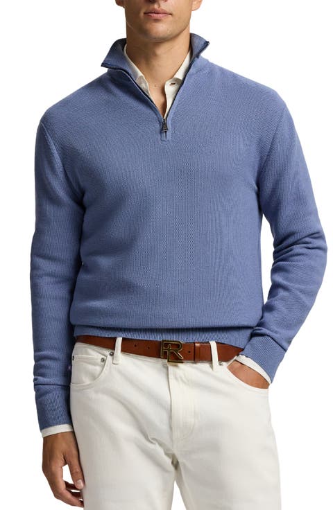Wool Piqué Half Zip Sweater