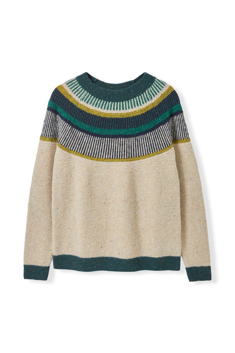 Statement Donegal Sweater, Alternate, color, Oatmeal / Emerald