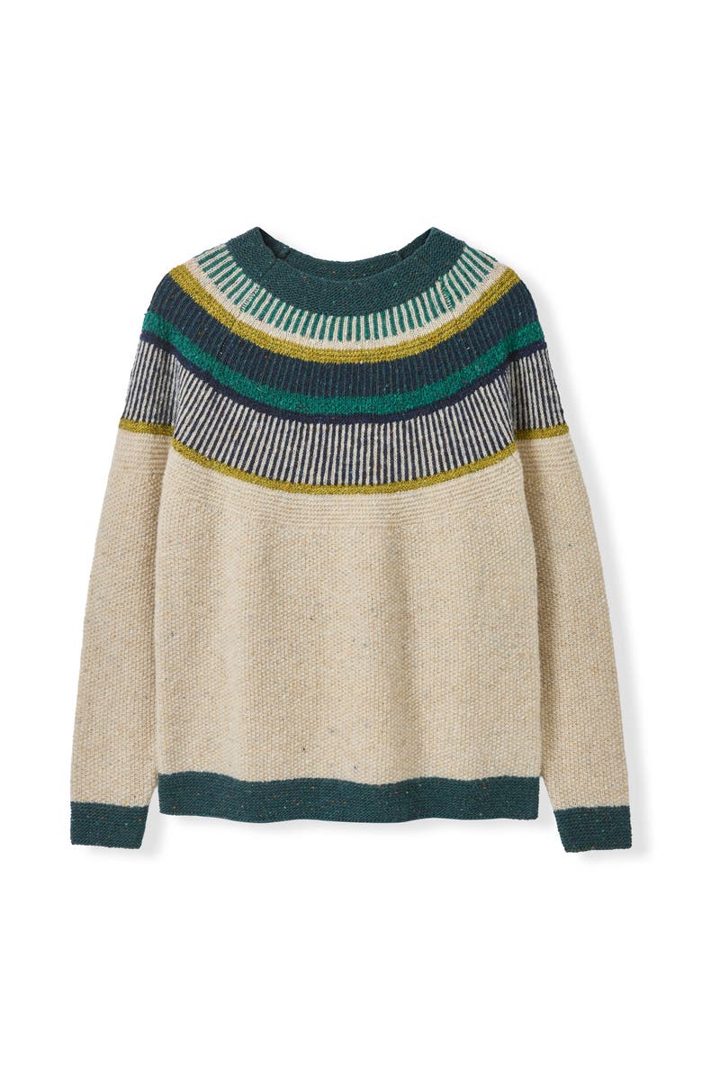 Celtic & Co. Statement Donegal Sweater, Alternate, color, Oatmeal / Emerald