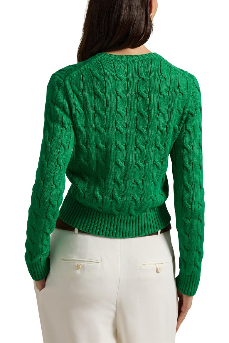 Flag Intarsia Cable Stitch Crewneck Sweater, Alternate, color, BILLIARD