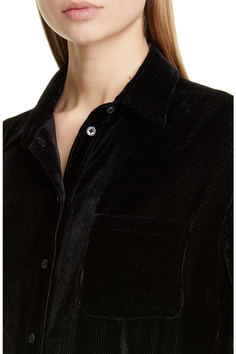 Sander Silk & Cotton Fluid Corduroy Shirt, Alternate, color, BLACK